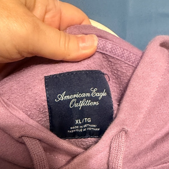 Repurposed American Eagle Outfitters Purple Hoodie with flannel bottom - Picture 2 of 5
